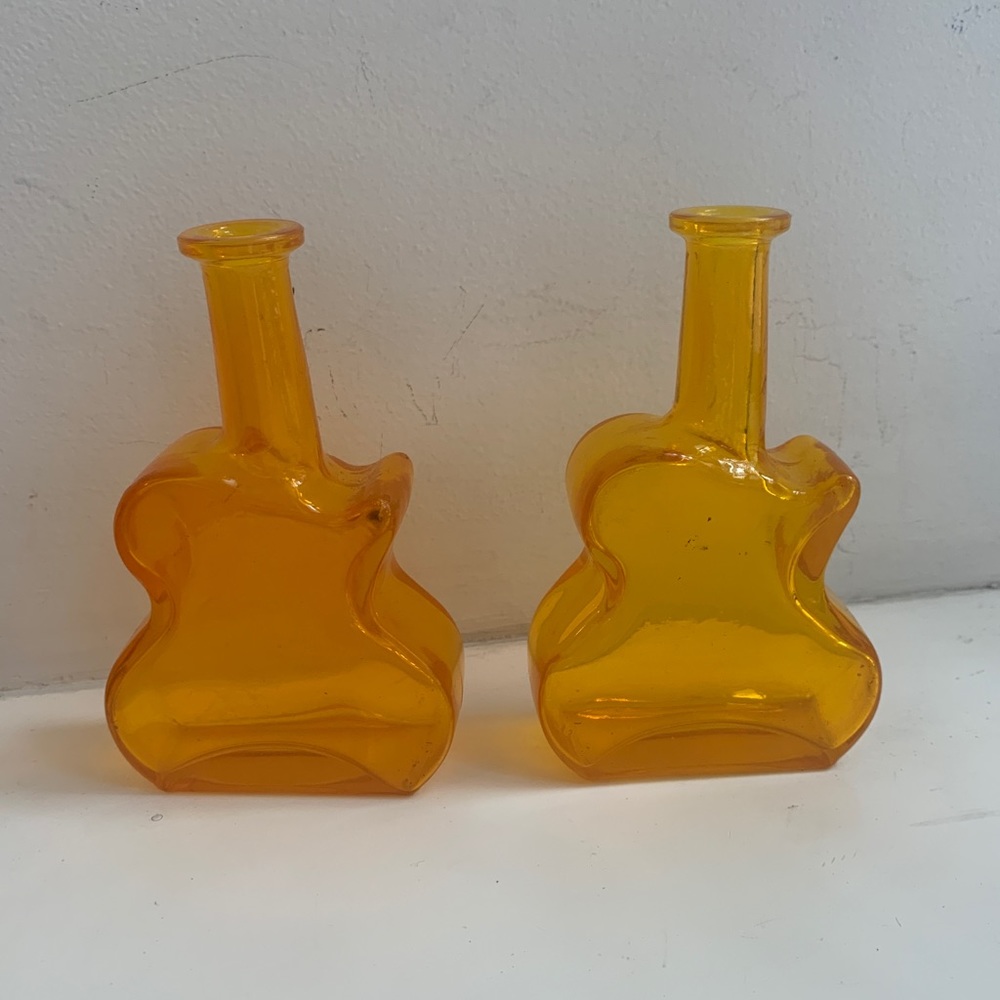 Pair of Mod Italian Glass Orange Glass Vases